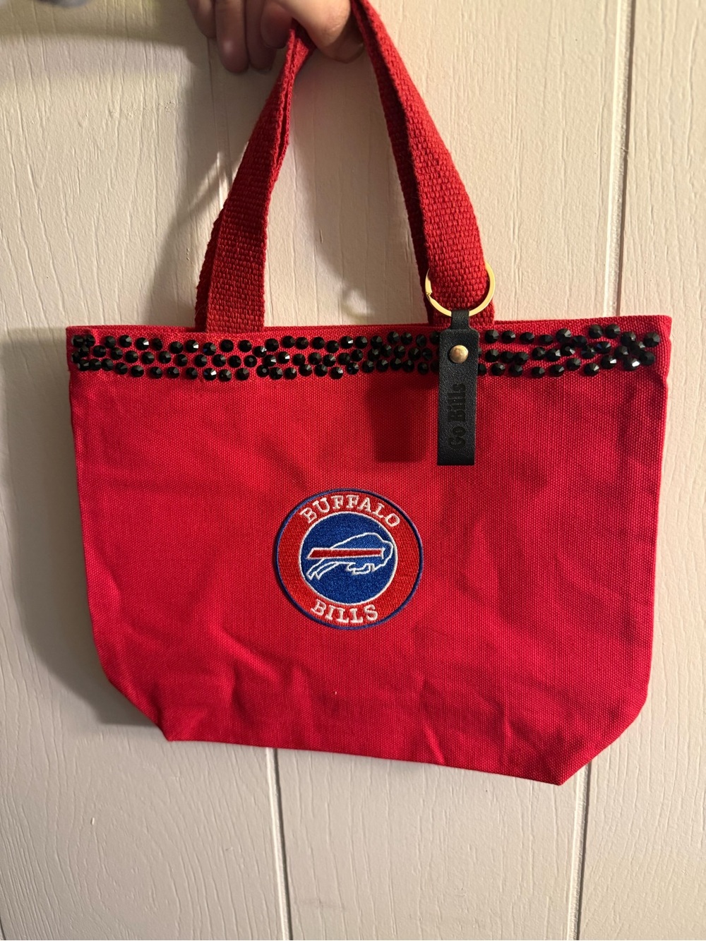 Buffalo Bills Red Canvas Tote with Black Trim and Embroidered Logo